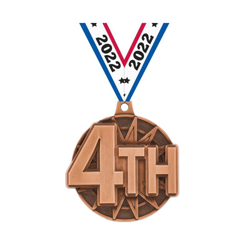Custom 3D Sports Bronze Metal Medal Zinc Alloy beautiful ribbon medal Award Metal with Sublimation for military