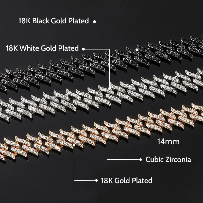 Top Quality Luxury Fashion 14K Solid Gold Lab Grown Diamond Round Brilliant Cut Stylish Hip Hop Cuban Chain For Both Men Women