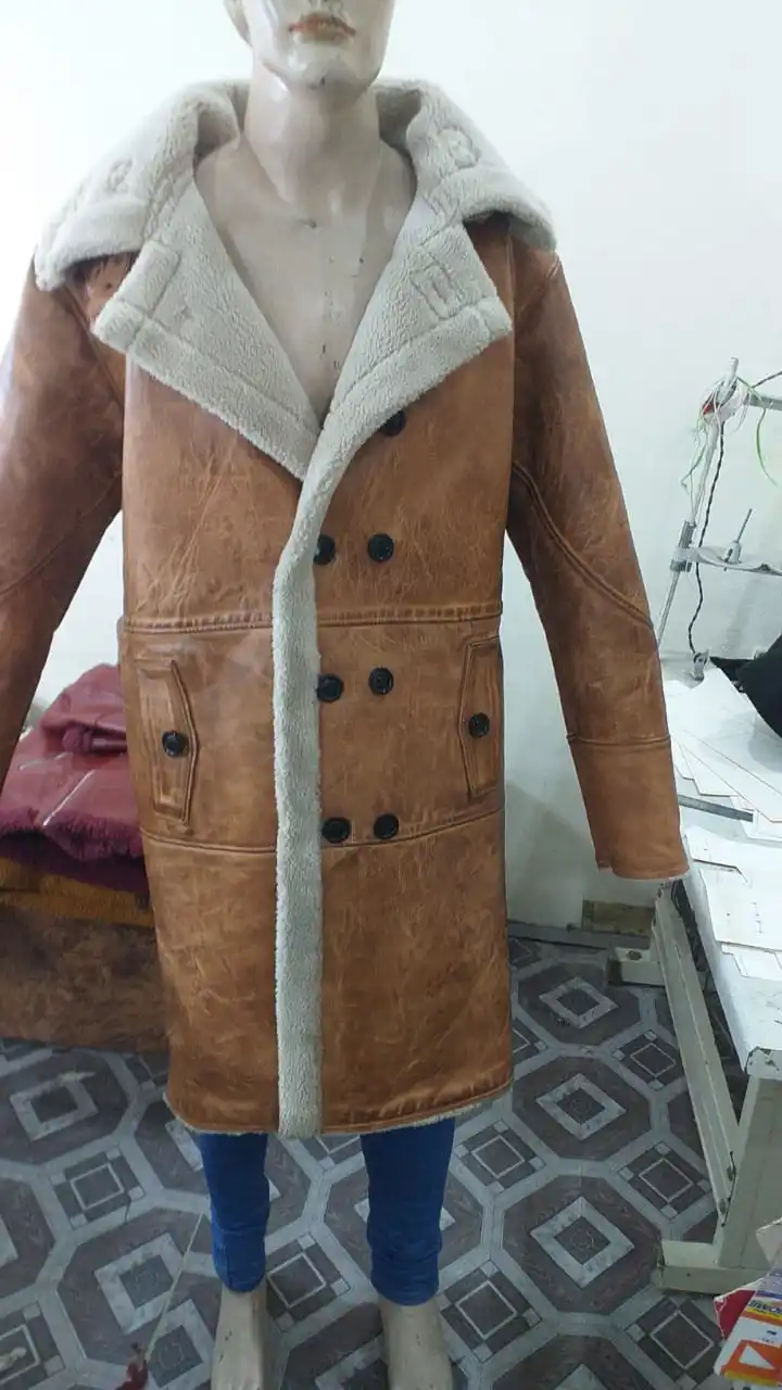 Extra Long Shearling Coat Men Winter Formal Thick Genuine Leather Jacket Natural Shearling sheepskin Coat