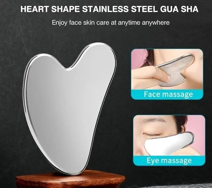 Нержавеющая сталь Сердце Gua Sha/нержавеющая Sha инструмент/лицевой массаж польза для лица массажер