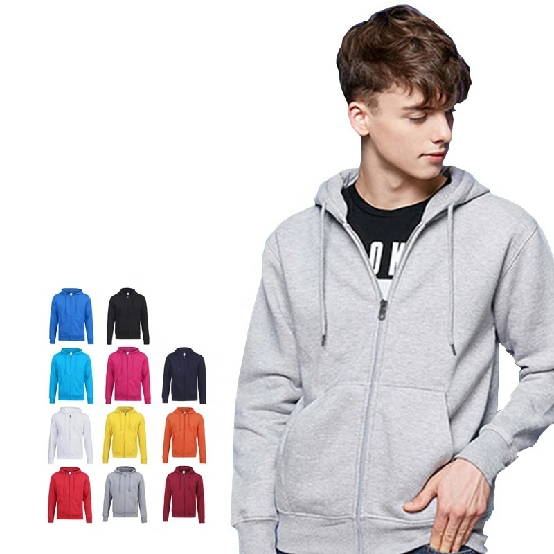Customized Printing Heavyweight 100% Cotton made men Zipper Hoodies Drawstring Solid color dyed Streetwear Zipper Hoodies