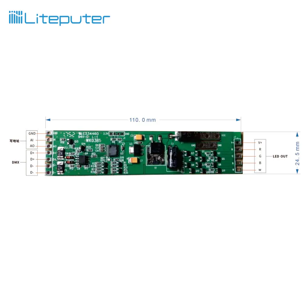 4CH 1A LED DMX декодер постоянного напряжения (CV)