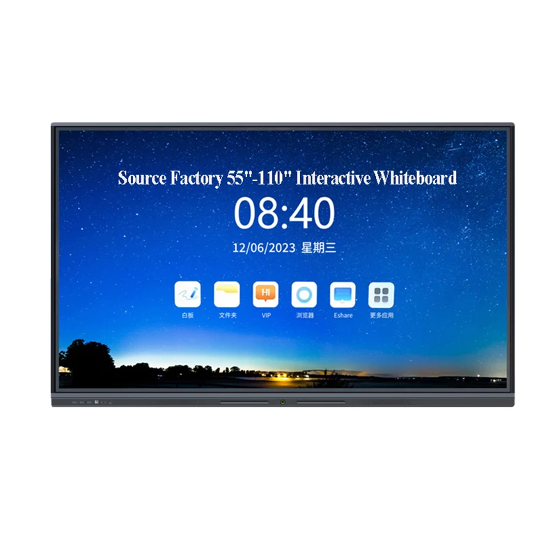 Factory OEM 75 86 98 110 inch Multi Touch 20 Points Education Classroom 4k Interactive Smart Boards  for School and Meeting Room