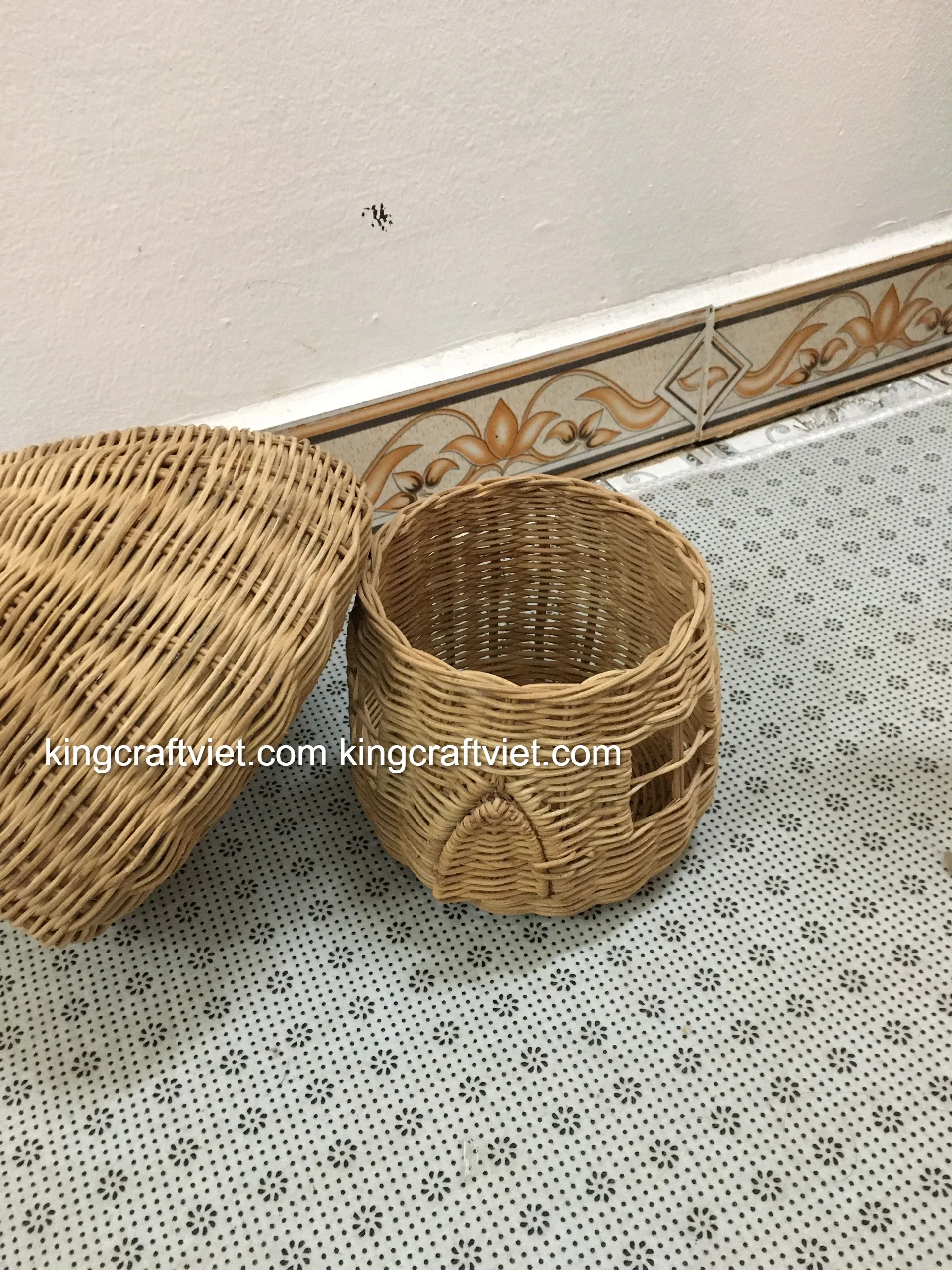 Handwoven White Rattan Mushroom House Home Decor Wicker Storage Kid Toys Vintage Table Lampshade Vietnam Manufacturer