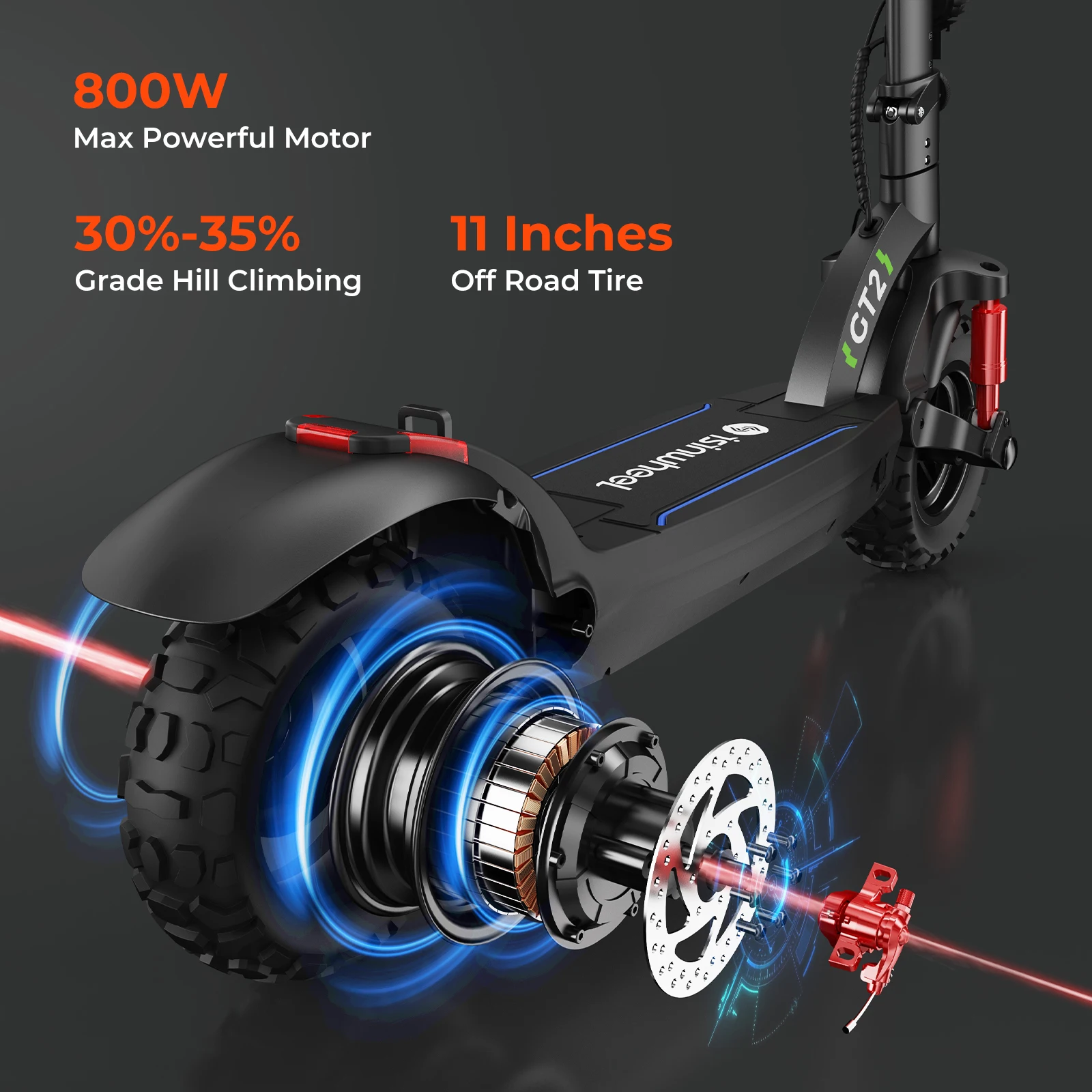 ISinwheel GT2 800 Вт внедорожный электрический скутер двухколесный высокоскоростной модели двойной большой амортизатор колеса E скутеры
