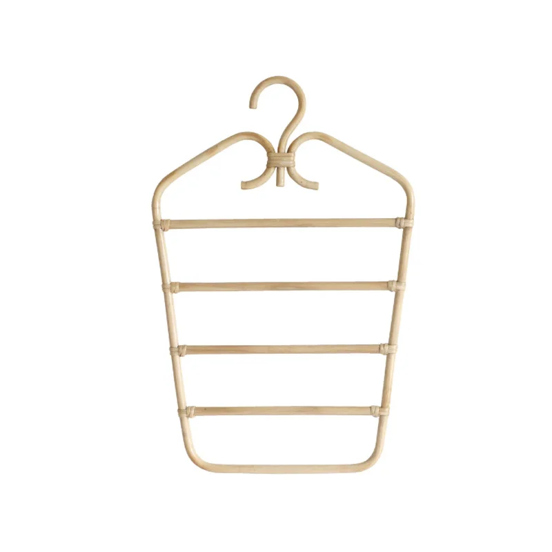 Hot Sale Set Of 2 Basic Handmade Rattan Round Clothes Hanger Hook For Kid and Adults Vintage Style Vietnam Supplier