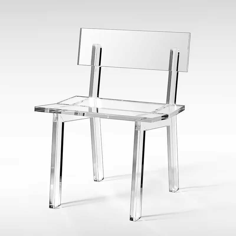 Modern High Quality Crystal Clear Acrylic Ghost Chairs Makeup Chair Waiting Dining Wedding Rest Long Bench Chair Backrest