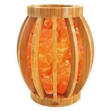 Most Demanded Customized Wooden Shape Pakistani Artisan Carved Decoration Himalayan Mountain Crystals Salt Lamps Basket