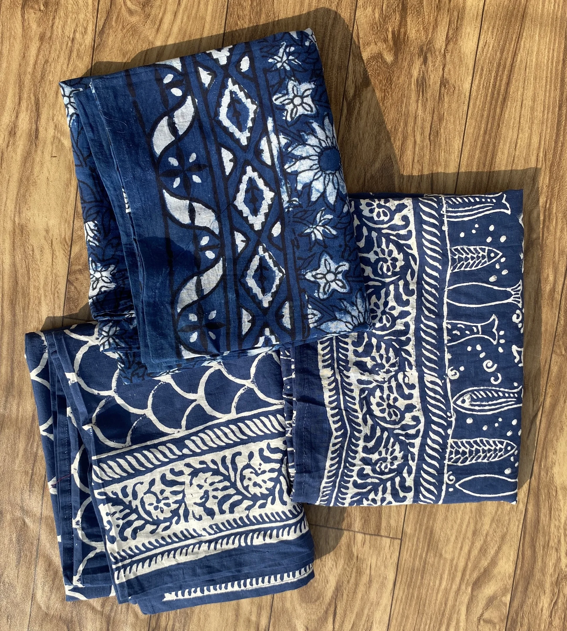 Premium Quality Indigo Blue Block Print Bohemian Pareo Wrap Sarongs Beach Cover Up Summer Scarves  Wholesale Price Sarong