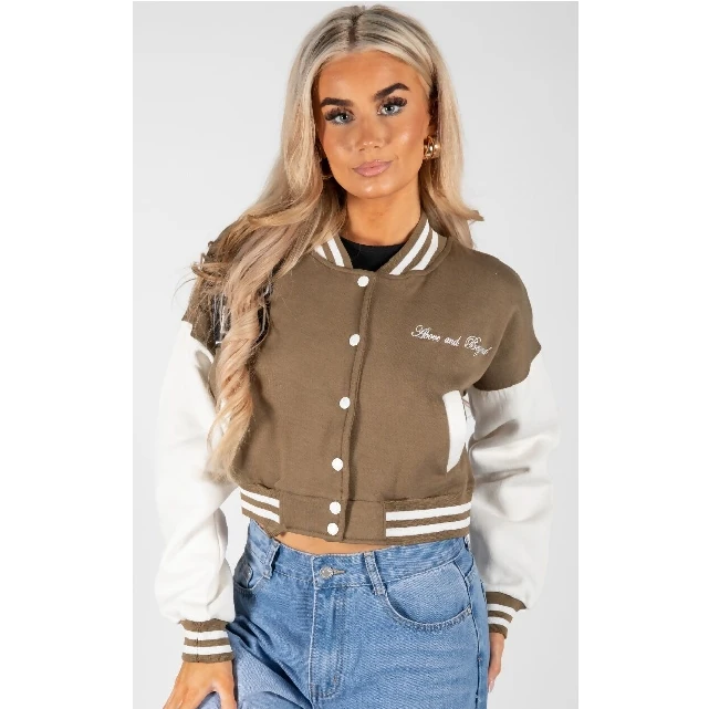 Breathable Fashion New Style Fall Jackets For Women Pocket Button Crop Top Coats Varsity Jacket Women