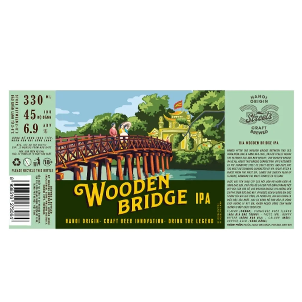 Craft Beer Ipa Wooden Bridge Fast Delivery Unique Hop Aroma Glass Bottle Ready To Drink Vietnam Manufacturer
