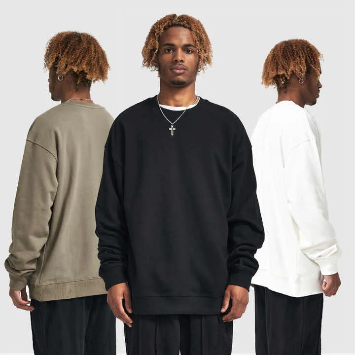 French Terry Cotton Oversized Gym Basketball Sweatshirt Men Crew Neck Sweatshirt Custom Logo