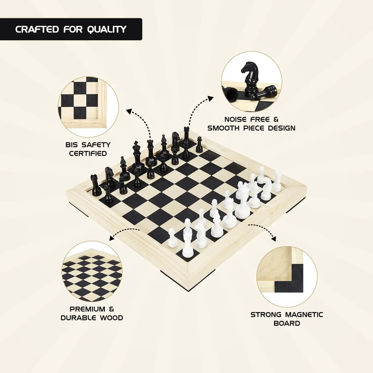 Honey Wooden Handcrafted Chess | Great Birthday Gift | Toy for Kids Girls Boys