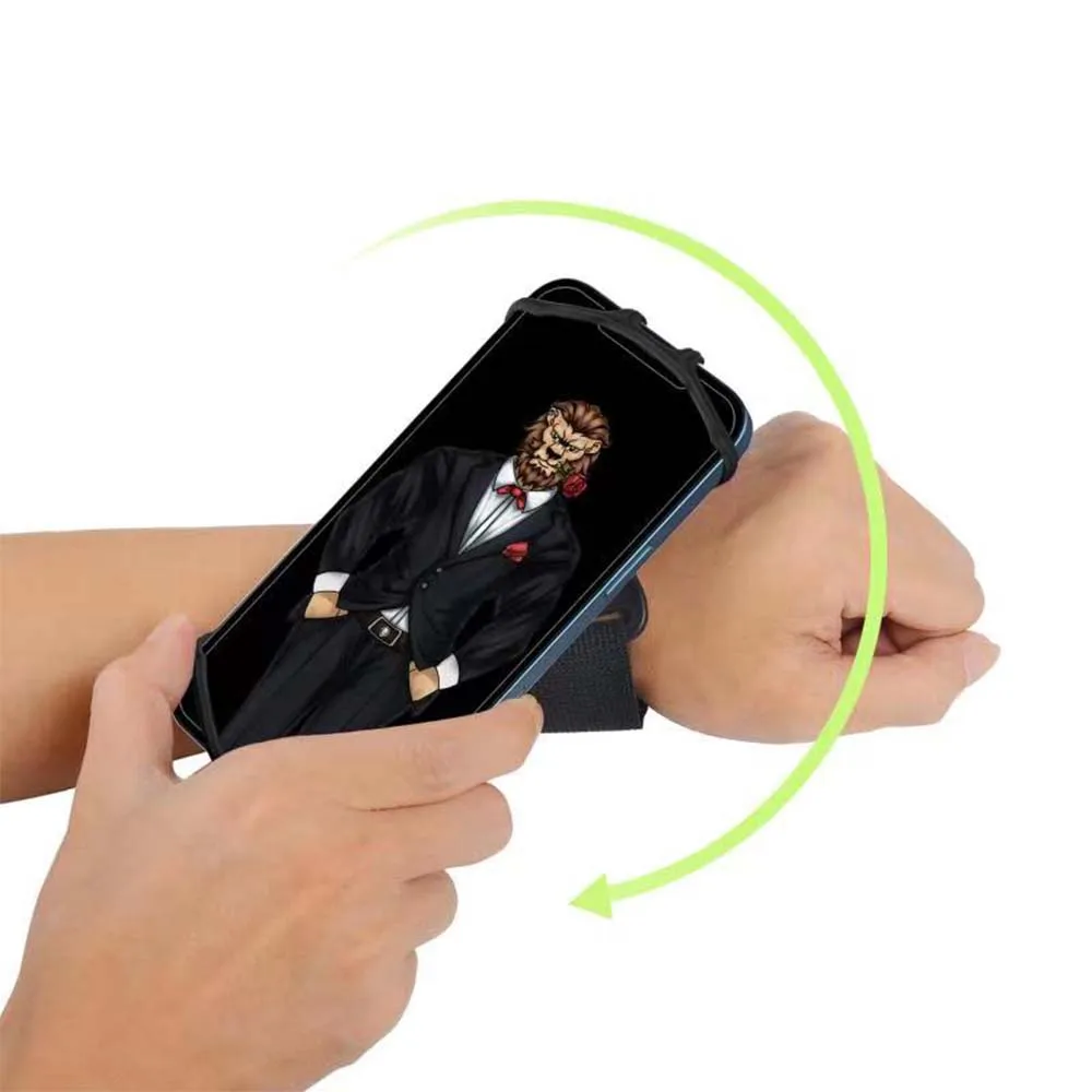 Green Detachable Sports Armband High Elastic Silicone Band 360 Degree Rotation Flexible Operation quick detach -Black