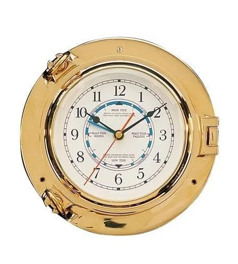 Brass Porthole Tide & Time Clock