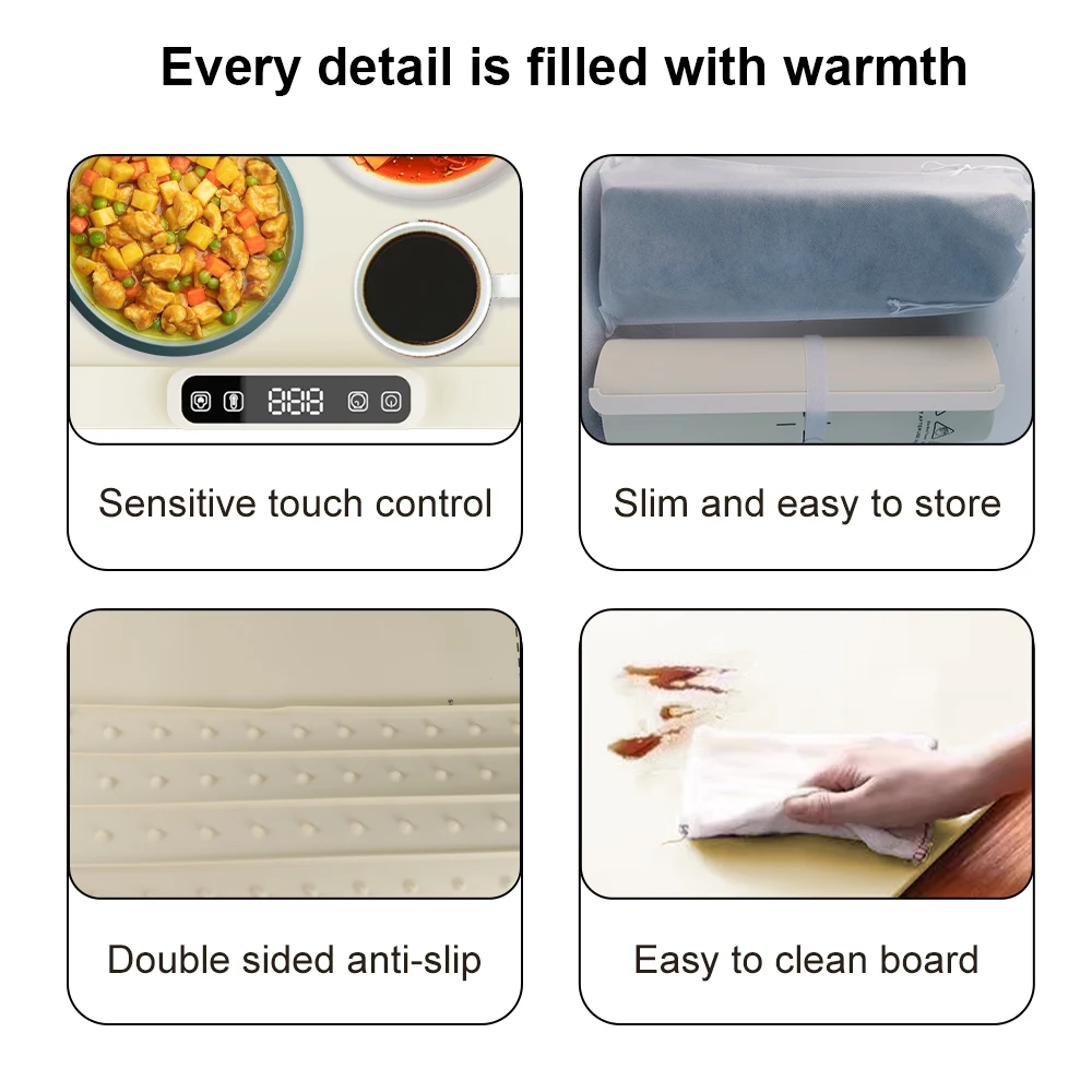 Rayshine Silicone Electric Adjustable Temperature Control Food Warming Tray Heating Plate Mat Table