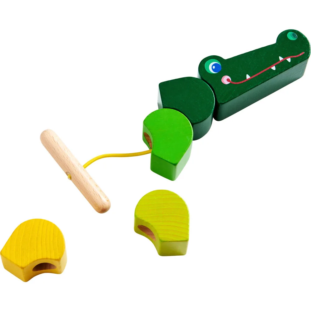Amazon hot selling item Low MQO Wooden Threading game croc Educational Toys