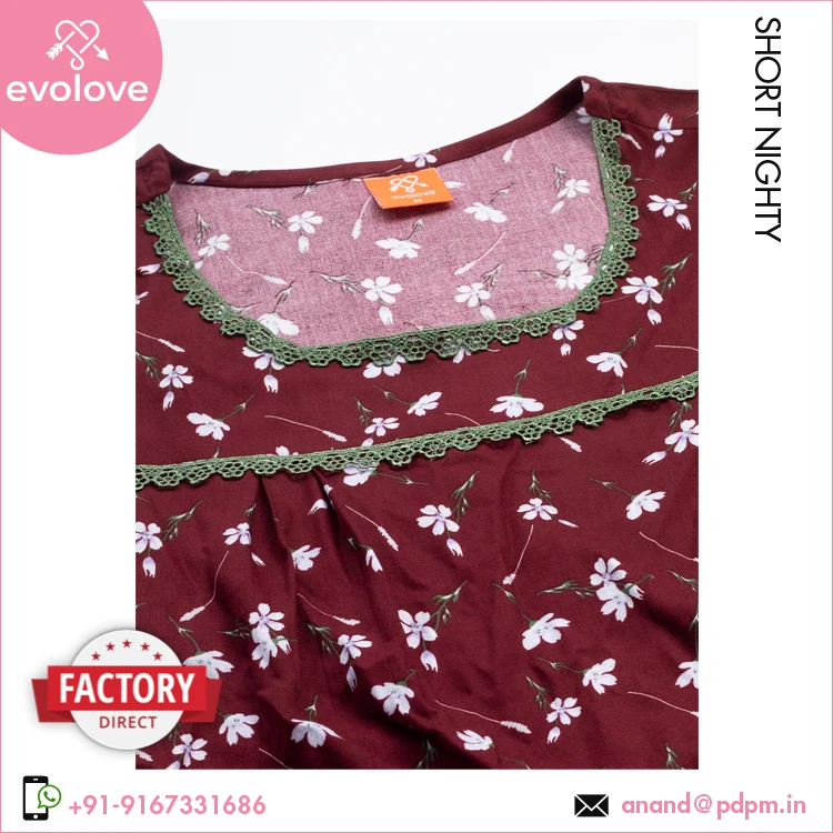 Wide Product Range of 100% Cotton Made Short Nighty Sleepwear Long T-shirt Nightshirt for Ladies for Bulk Buyers