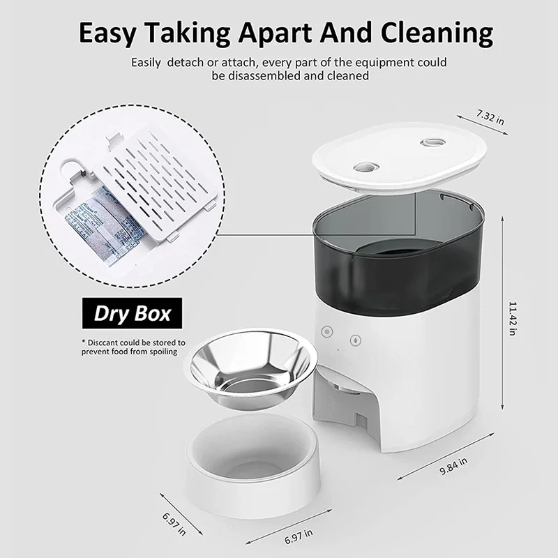 Amazon Hot Sale 4L ABS Mobile Phone Control Automatic Pet Food Dispenser Smart Wifi Dog Cat Feeder