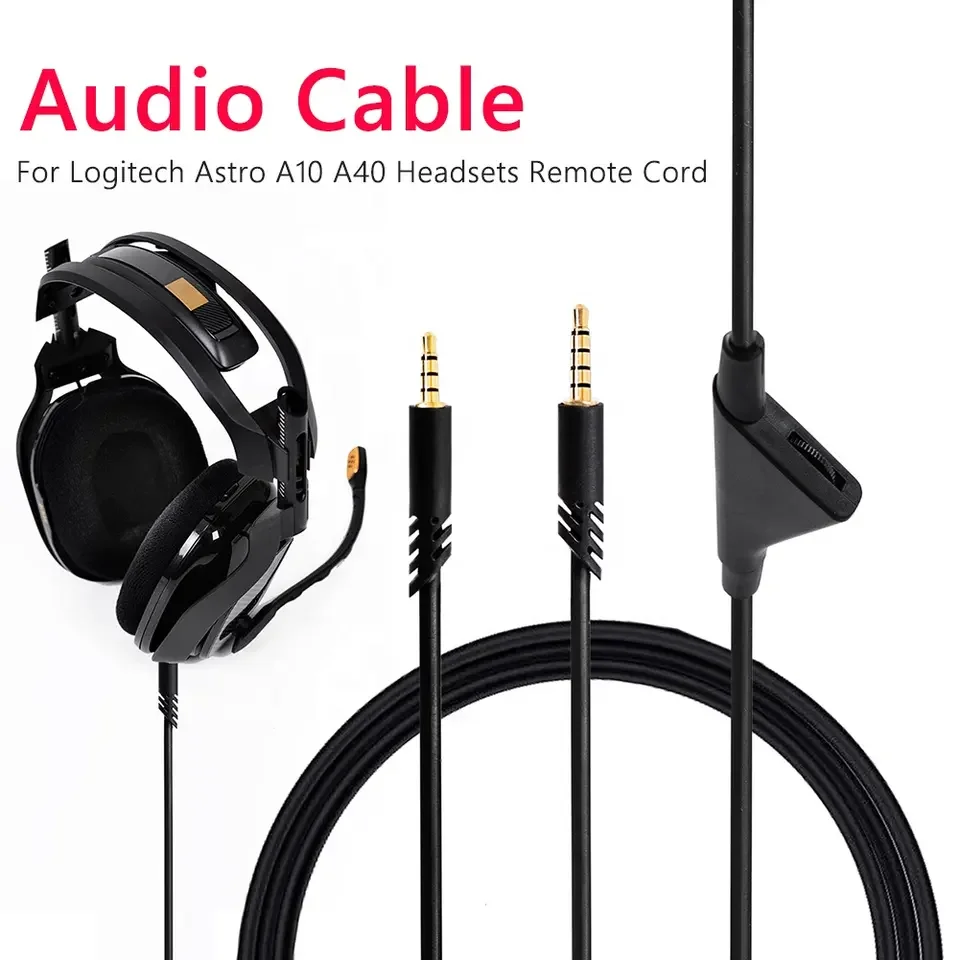 game extension cable 3.5mm jack Volume Control Audio Cable for Logitech Astro A10 A40 Gaming Headphones cable