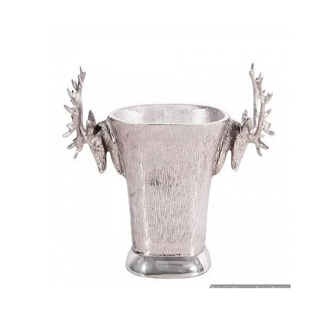 Antler Stand Round Shape Wine Bucket Wholesale Standard Decorating Brass Metal Wine Chiller Buckets For Bar Accessories