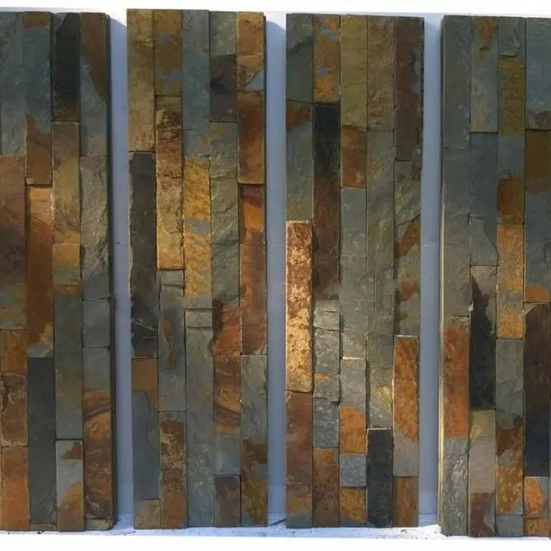 Best Price Sunset Multi Color Slate Stacked Natural Stone Ledger Panel for Wall Cladding Exterior Interior Decor Villa Resort