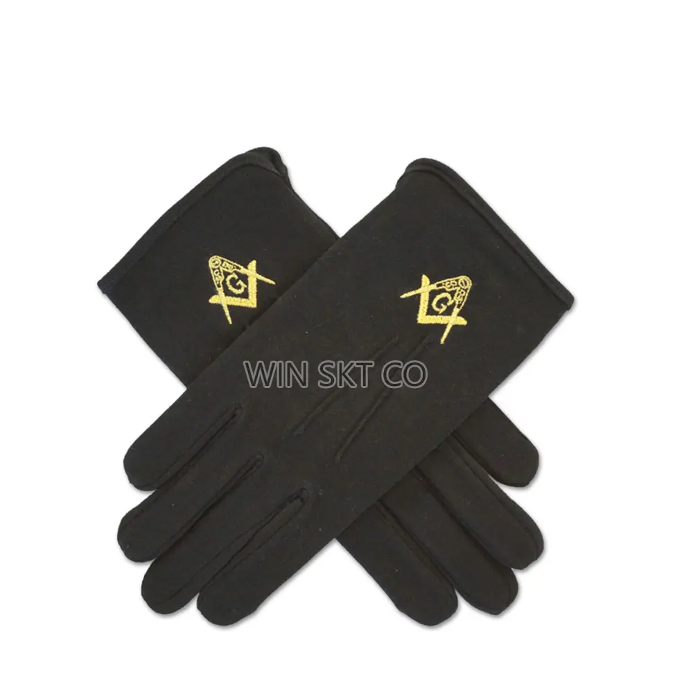 Wholesale Factory Price 100% Cotton Made Custom Masonic Logo Masonic Glove