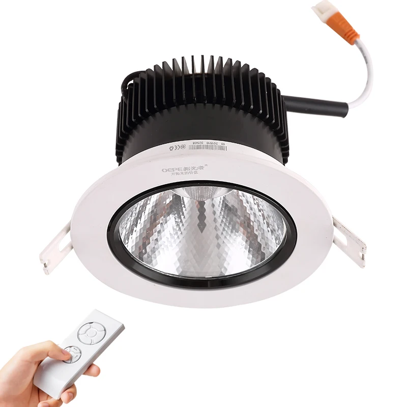 NEW design 2.4G rgb wireless control CCT dali dimmable led downlight 100mm diameter with 60mm cut out 40w 50w cob downlight