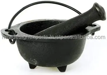 Cast Iron Cauldron Mortar and Pestle Set