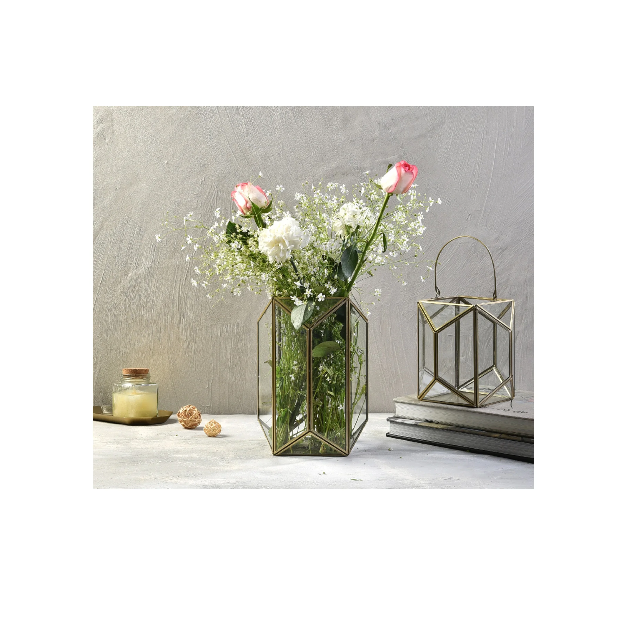 Home Wedding Decor Glass Silver Gold Candle Holder Stainless Steel Cheap Decorative Hanging Candle Mini Lanterns