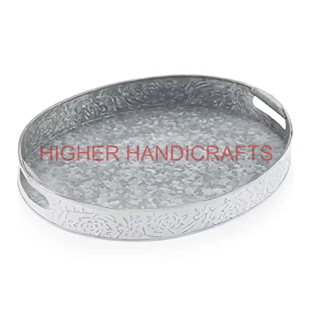 Galvanized Tray Farmhouse Decorative Serving Tray Iron Centerpiece Storage Tray Kitchenware Wholesale
