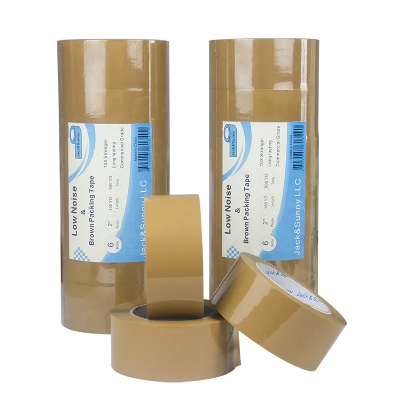 Elastic Cinta Marron Adhesive Low Noise Easy Cut BOPP Adhesion OPP Brown 100m 500m Marrom Fita Adesiva Moving Tape