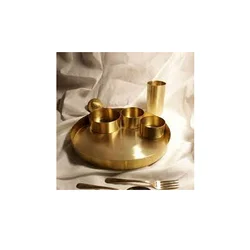 Manufactured Copper dinner set use for Serving Plate Thali for Dinner and best Gifts and handmade use for low price