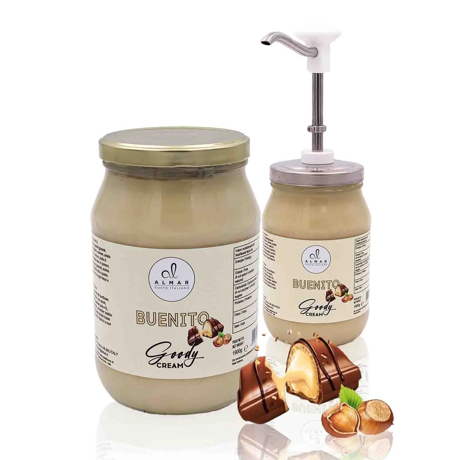 GOODY BUENITO CREAM FOR CROISSANTS WAFFLES AND CREPES GARNISH AND ENRICH BREAKFAST WHITE HAZELNUT CREAM