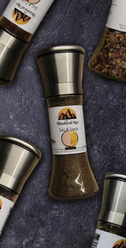Himalayan Pink Salt / blend of Salt & Lemon in Curved Glass Grinder (200gm)