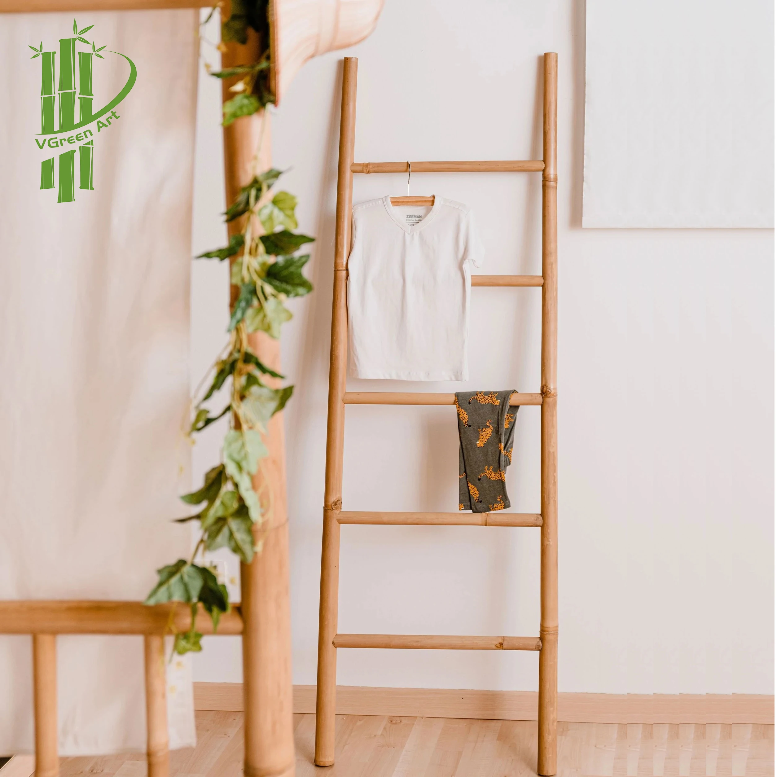 Vietnamese Natural Bamboo Insulation Ladder Stools Exterior Decorative Straight Ladder