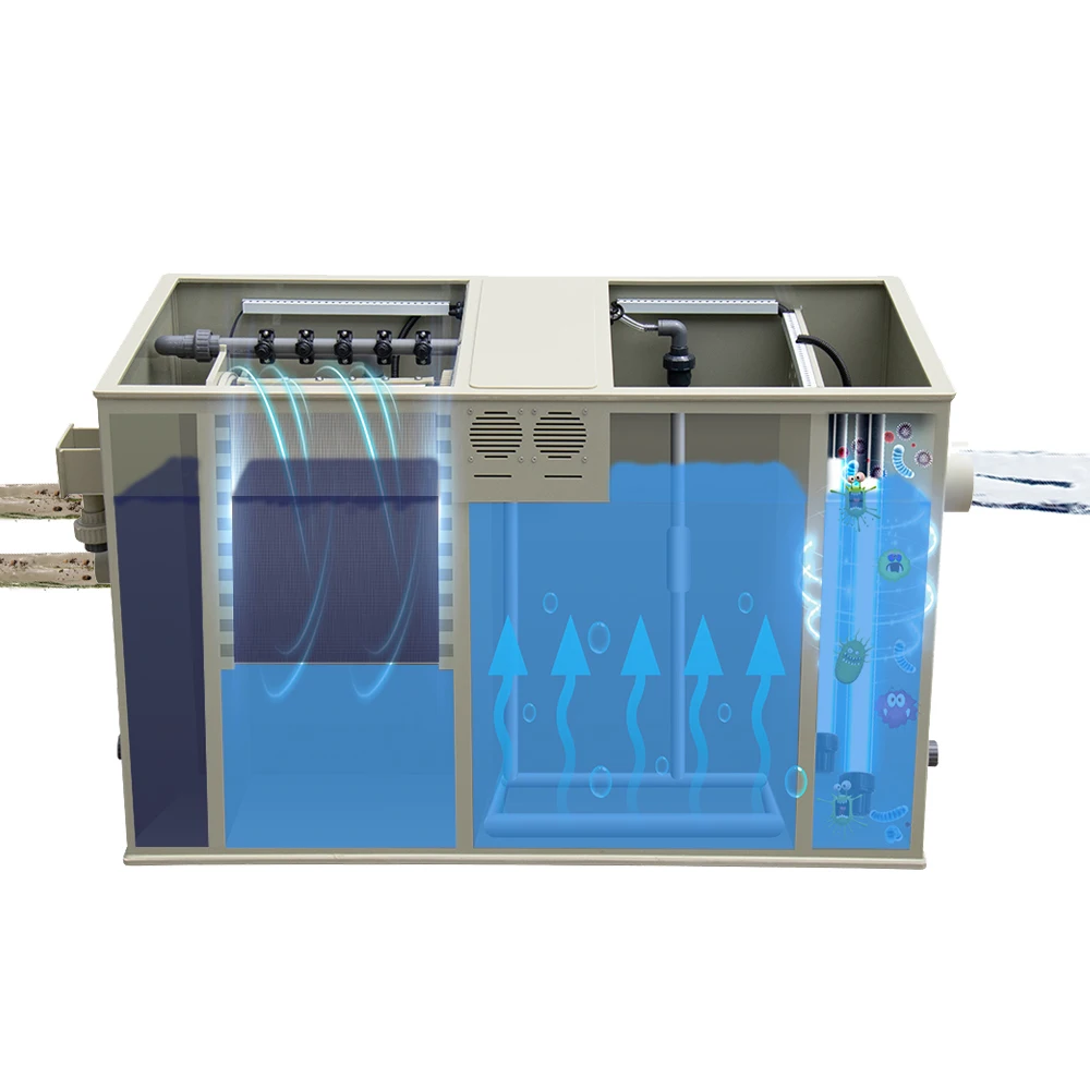 QihangRAS YCM-02 18 m3/h Koi Pond Pump and Drum Filter UV Lamp Combination System for Koi Fish Pond