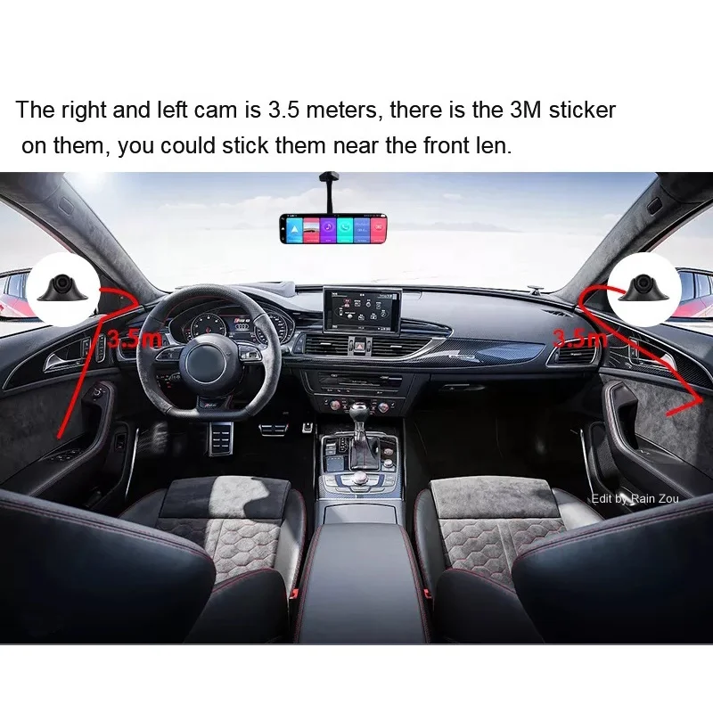 Dashboard WiFi Android 9.0 Display 4 channel 4G Car 360 degree camera mirror Dash Cam with GPS Navigation HD 720P Video Recorder