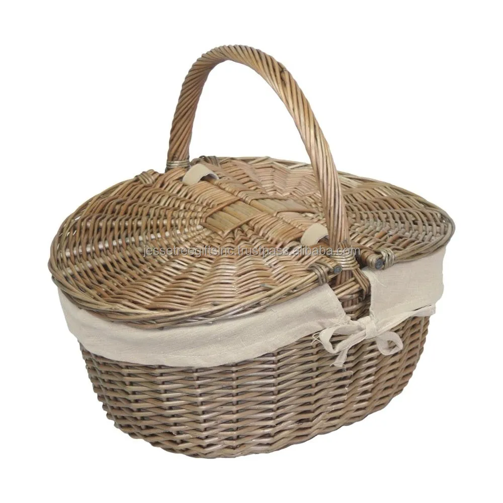Decorative Garden Wicker Basket With Natural Finishing Oval Shape High Quality for Storage & Organization Wholesale Price