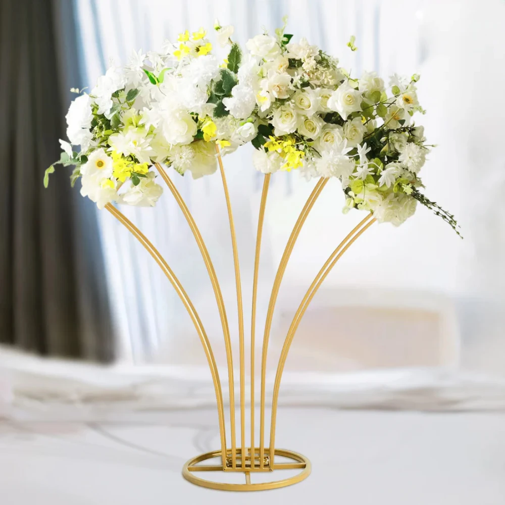 Luxury Design Gold Stainless Steel Metal Base Flower Stand For Weddings Party Centerpiece Supplies In Best Price