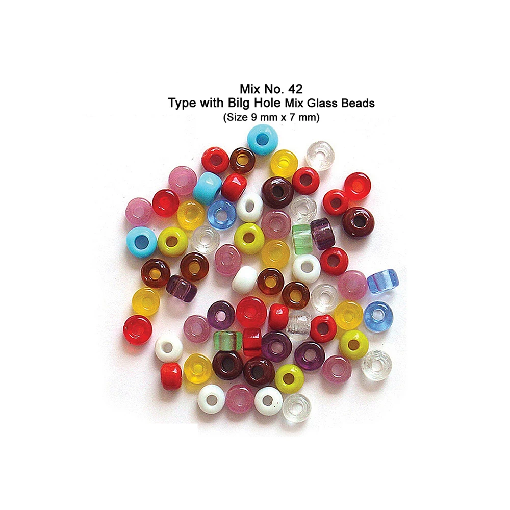 Indian Manufacturer of Tyre with Big Hole Mix Glass Beads (Size 9 mm x 7 mm) for Jewelry Accessory Decorative Items Making