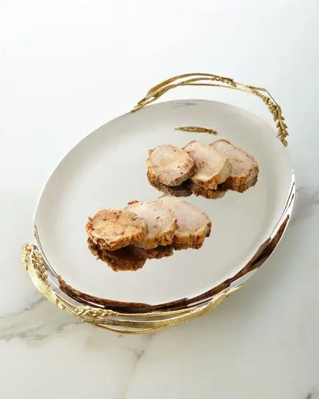 Luxury handmade round plate dish stainless steel round large tray