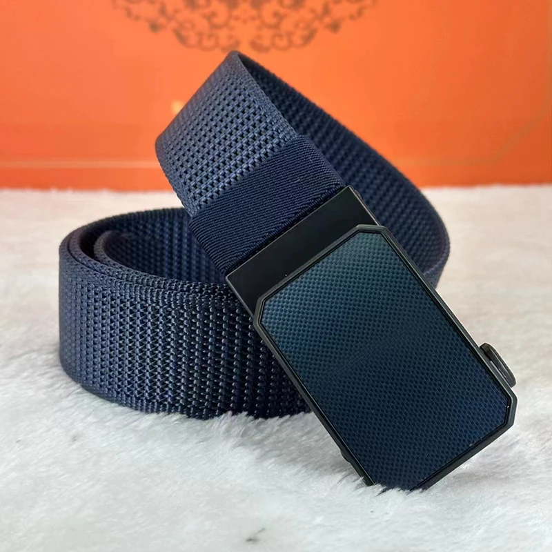 New toothless automatic buckle belt manufacturers nylon canvas belt outdoor leisure breathable belt support customization