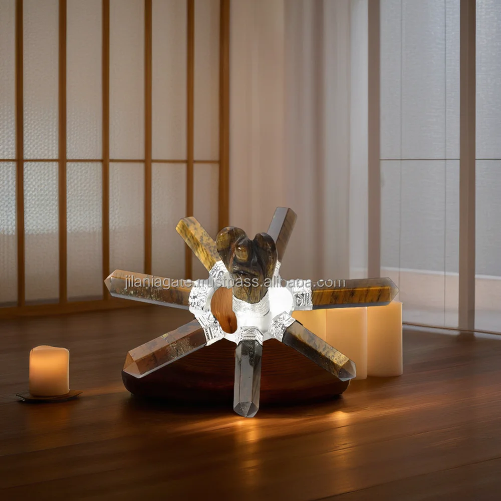 Wholesale Red Jasper Angel Energy Generator 7-Pencil Point Healing Device Semi-Precious Stone Crafts