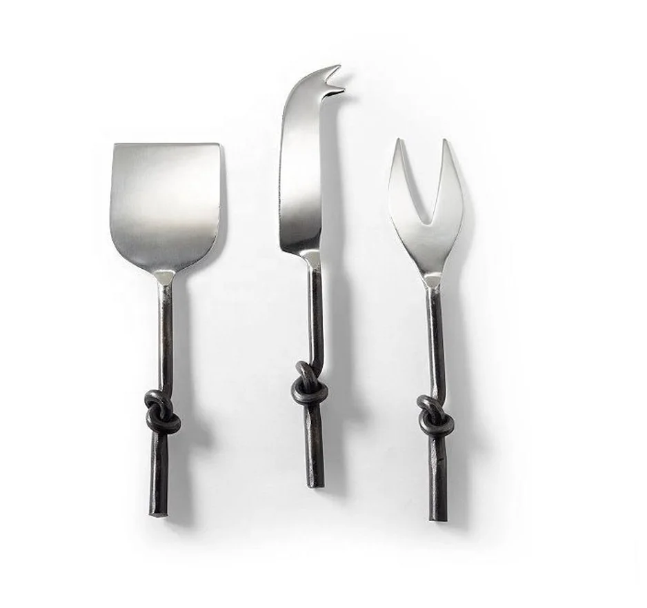 Cheese Set With Gold Plated Handle New Metal Cheese Set of 4 Latest New Flatware In Wholesale Price New Cheese Fork