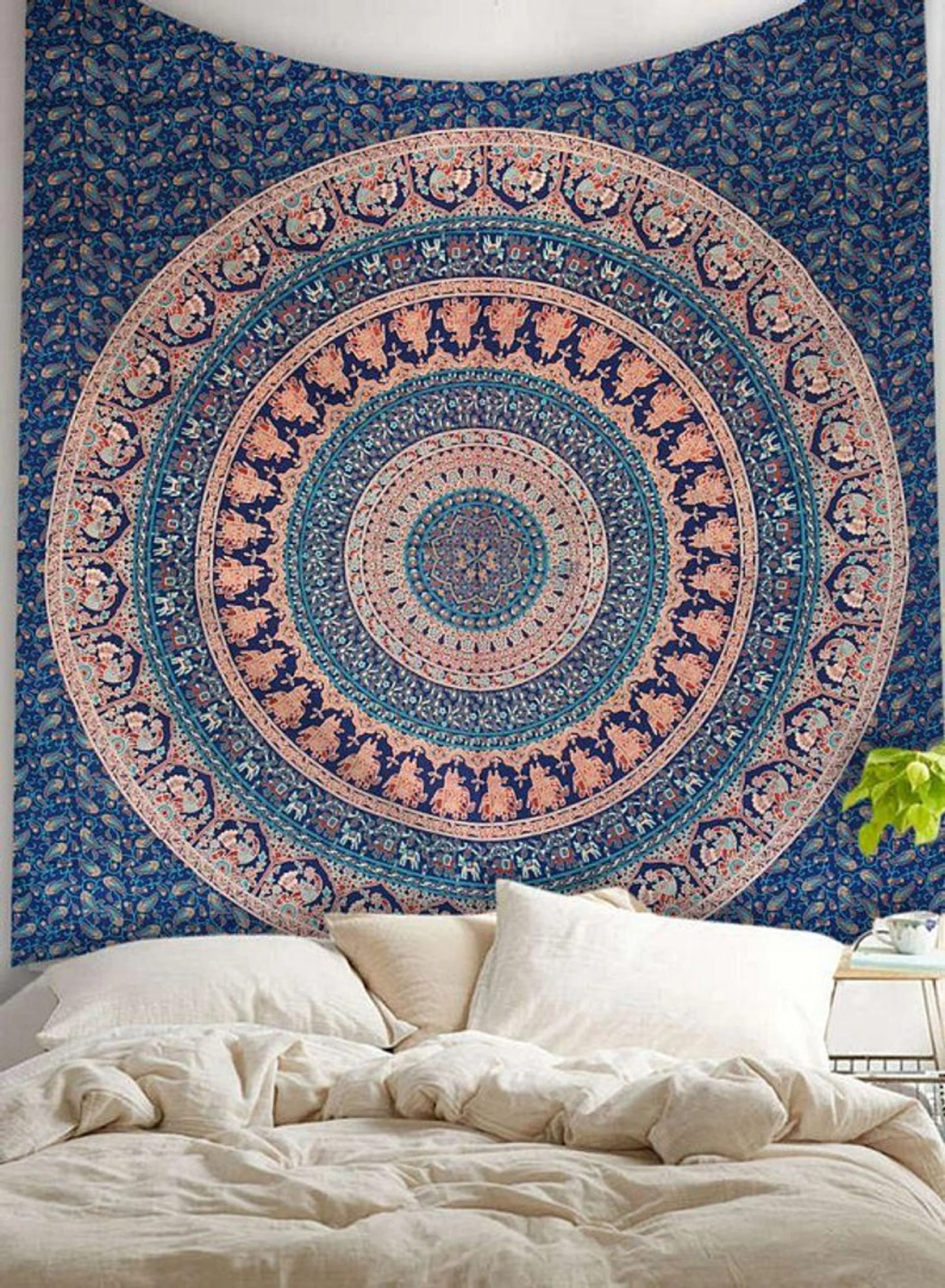 Indian Mandala Tapestry Cotton Bedspread Bohemian Elephant Wall Hanging Boho Hippie Wall Tapestries Wall Hanging Throw Bedspread
