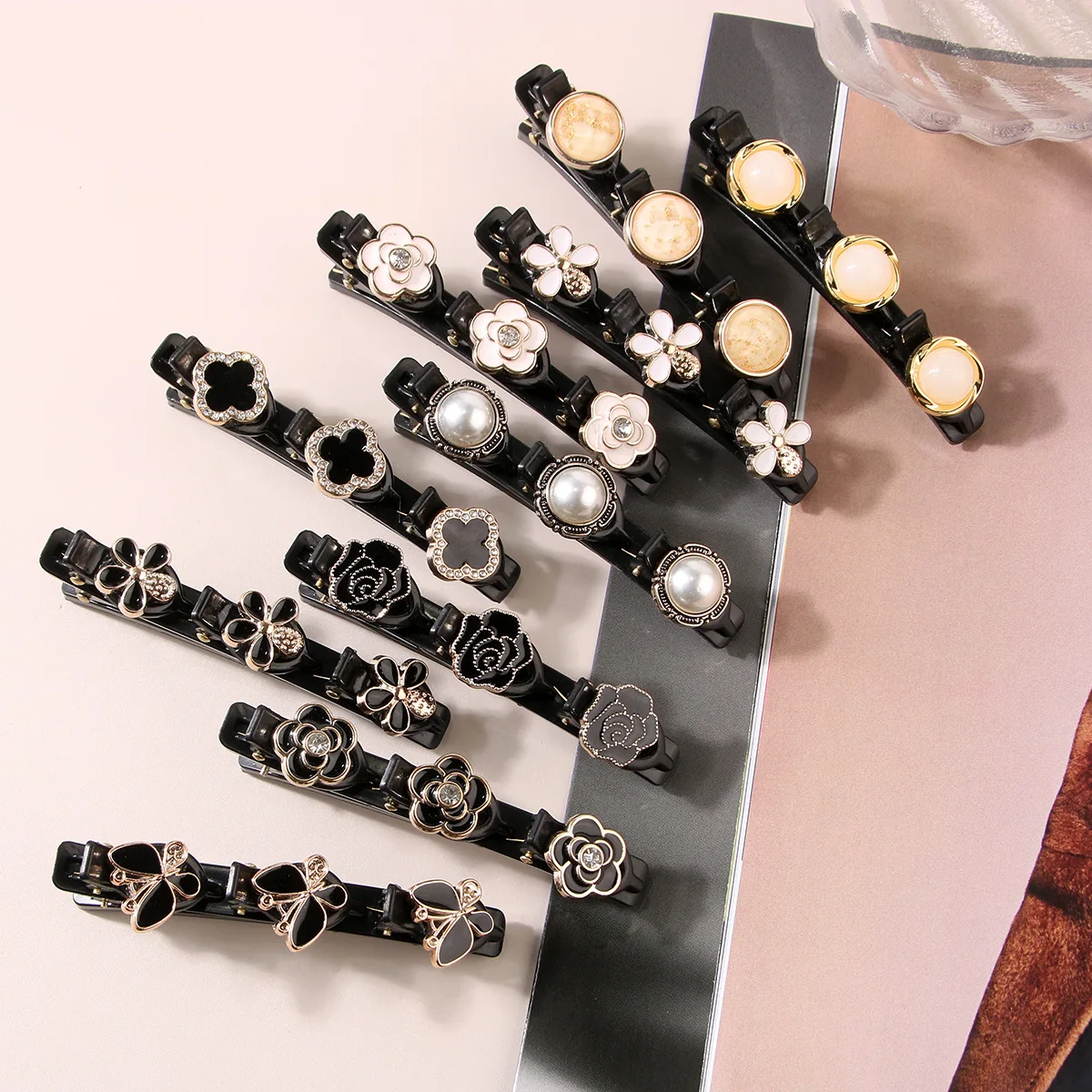 Sparkling crystal stone braided no crease hair clips rhinestone for sectioning women accessories