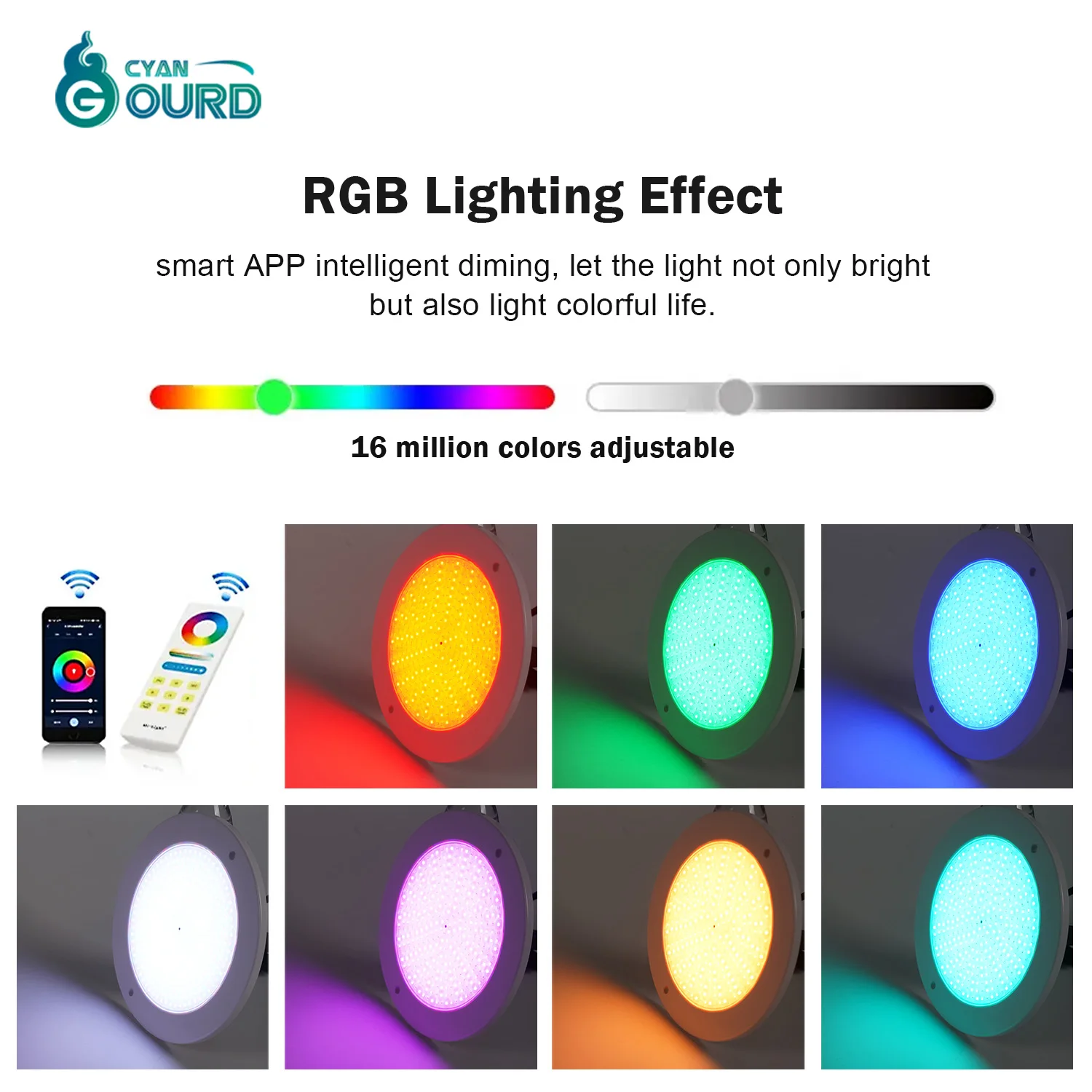 Rgb лампа для бассейна Ip68 погружная Wi-Fi тонкая плоская подводная 110 мм 6 Вт светодиодная 12 В