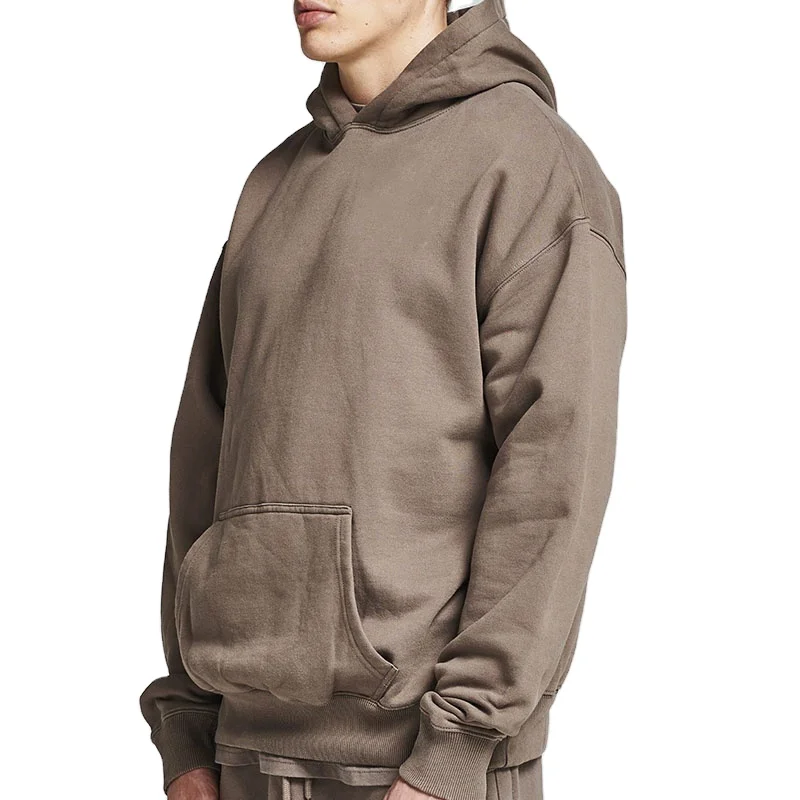 Men High quality Cotton Thick Heavy French Terry Fleece Pullover Hoodie Custom Drop shoulder Fleece Oversized Hoodies