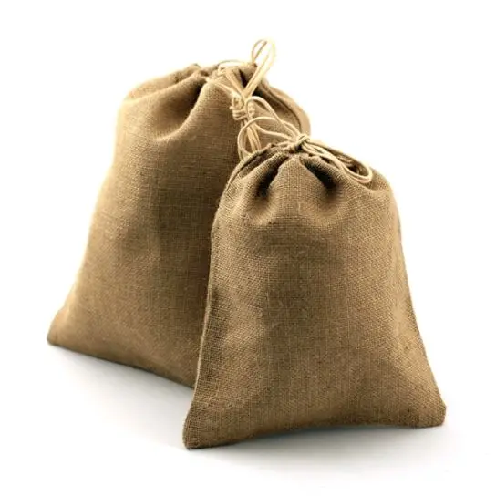 Eco friendly Logo Printed Custom Natural Manufacturers Linen Burlap Drawstring Gunny Sack Gift Bags Coffee Bean Jute Pouch